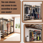 KAXIWEI Portable Closet Wardrobe – Heavy-Duty Freestanding Clothes Rack with 4 Hanging Rods & 8 Shelves, Adjustable Clothing 