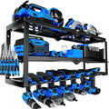 Heavy Duty Power Tool Organizer Wall Mount - 3 Tier Metal Tool Rack with 7 Drill Holders, 300LB Capacity for Garage, Workshop