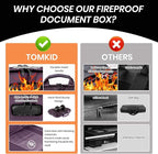 Fireproof Document Box, Hard Case Fireproof File Organizer Box with Lock and 13 Pocket Accordion File Folder, Portable Safe B