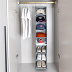 Berdeng Hanging Shoe Organizer for Closet with Side Mesh Pockets，Hat Racks for Baseball Caps，Shoe and Hat Holder & Storage，8-