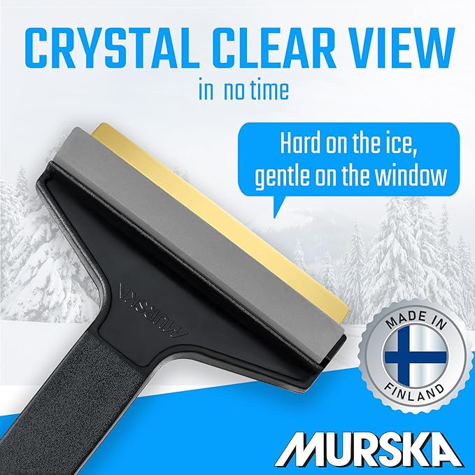 Car Ice Scraper Long Handle Ice Scraper Brass Blade 14,5 inch Ice Scraper for Car Snow Scraper Ice Scrapers for Car Windshield Original Murska from Europe (L&P A055 Black Gray)
