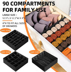 Criusia 6 Pack Sock Underwear Drawer Organizer Dividers - Dresser Organizer for Baby Clothes - Closet Organizers and Storage 