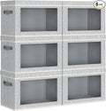 Homsorout Collapsible Storage Bins with Lids - Stackable Storage Containers with Window, 6 Pack Fabric Cube Bins for Closet, 