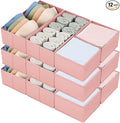 DIMJ Drawer Organizers - Set of 12 Fabric Closet Organizers and Storage, Drawer Dividers for Baby Clothes, Socks, Belt, Tie (