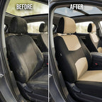 FH Group Flat Cloth Full Set Car Seat Covers Three Row 7 Seater - Universal Fit for Cars, Trucks & SUVs Beige
