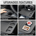 JUSTTOP 4 In 1 Car Steering Wheel Desk for Laptop,Versatile Upgraded Car Seat Tray, Spacious Steering Wheel Table With Tablet Holder and Dual Sauce Racks,Steering Wheel Under Table Console (Large)