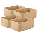 OIASKET 4 Pack Small Storage Shelf Baskets for Organizing, Mini Woven Rope Storage Bins for Towels, Cute Decorative Closet Or