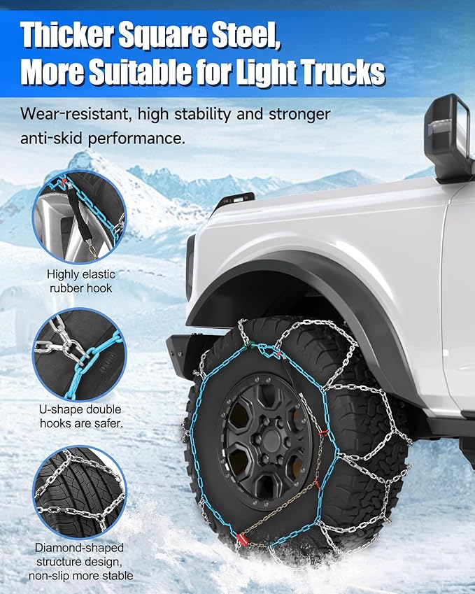 AutoChoice Snow Tire Chains for Light Truck SUV Pickup Trucks, Set of 2（SC-RV260）