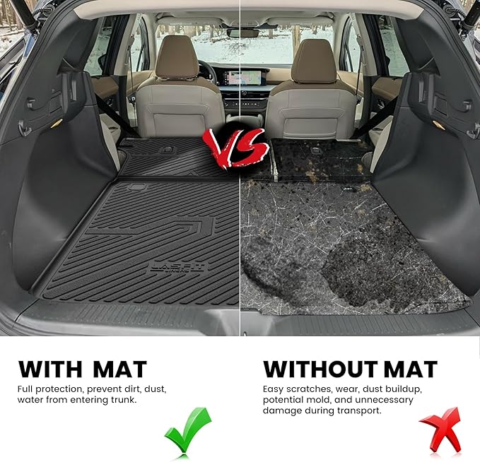 LASFIT Cargo Mat & Backrest Mats for Nissan Murano 2026 2025, All Weather TPE Custom Fit Easy Clean Durable No-Curling Trunk Mat for Murano 2026 2025, Black