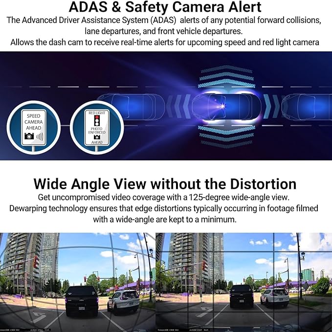 THINKWARE Q200 2K 1440P QHD Dash Cam for Cars, WiFi, WDR, Speed Red Light Cam Alerts, ADAS, 256GB Max, Parking Monitor, Super