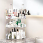 Makeup Organizer Countertop 3 Tier, Corner Bathroom Countertop Organizer with Toothbrush and Makeup Brush Holder, Corner Vani
