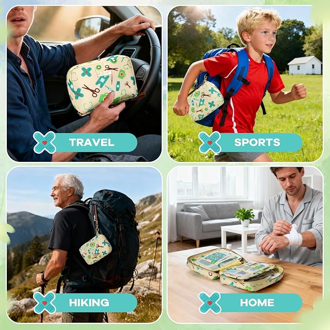 Portable Travel First Aid Kit for Kids and Adults, 143 Pieces All-Purpose Emergency First Aid Kit for Home, Car, Diaper Bag, 