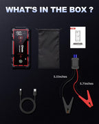 5000A Jump Starter Car Battery Jumper Starter Portable with Jumper Cable, Quick Charge Power Bank, 3 Modes Flashlight,