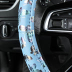 CAR-GRAND Shining Butterfly Leather Steering Wheel Cover, Universal 14.5-15 Inch Anti-Slip Odorless Colorful Car Wheel Protec