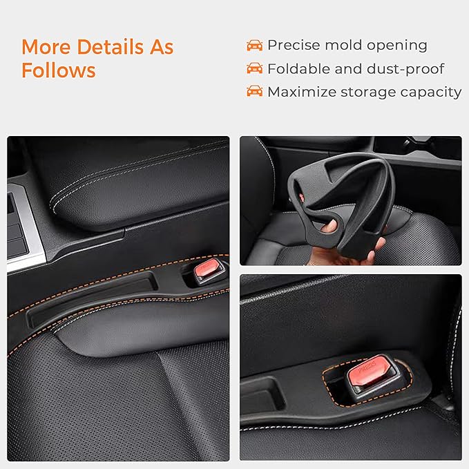 2 Pack Car Seat Gap Filler Organizer Compatible with Toyota Land Cruiser 2024 2025 Accessories,Car Gap Seat Filler Prevents Things Dropping，Seat Gap Filler with Phone Holder(Black)