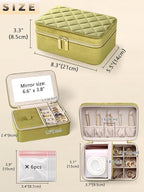Velvet Travel Jewelry Box with Large Mirror, Double-Layer Jewelry Organizer Case for Women and Girls, Portable Storage Case w