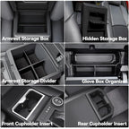 ELECFRESH 6PCS Center Console Organizer Tray for 2026 2025 2024 Toyota Tacoma Accessories, Armrest Hidden Storage Box, Rear and Console Cup Holder Glove and Armrest Storage Box with Insert Divider