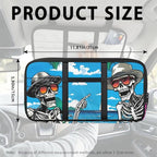 Attractions Sun Visor Organizer for Trucks,Vacation Skull Card Sleeve Pocket with Multi-Pocket Zipper, Auto Interior Accessories Pocket Organizer