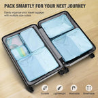 Mossio 6 Set Packing Cubes with Shoe Bag - Lightweight Travel Luggage Suitcase Organizers