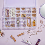 Juvale Jewelry Organizer Box - 3-Pack, 1.7 x 10.75 x 7 In, Clear Plastic - Bead Storage Containers with 36 Compartments & Div