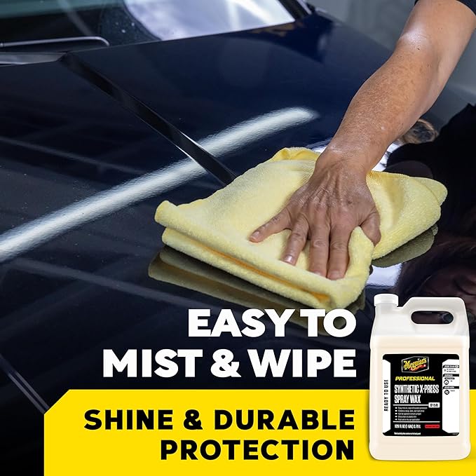 Meguiar's D15601 Synthetic X-Press Spray Wax for Car Detailing, Creates a Deep Shiny Look, Can Be Applied to Wet or Dried Paint and In Direct Sunlight, Moisture Rolls Off Waxed Paint, 1 Gallon