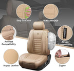 CAR PASS Nappa Leather Car Seat Covers Full Set, Luxury Seat Protector for Cars, Waterproof Anti-Slip Car Seat Cushion Armres