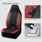 PIC AUTO Car Seat Covers - High Back Front Seat Covers, Sports Carbon Fiber Mesh Design, Universal Fit, Airbag Compatible (Re