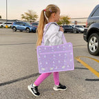MENZOKE Kids Travel Tray for Toddler Car Seat, Toddler Gift for Girl Activities with Dry Erase Board & iPad Holder Stand, Road Trip Essentials Accessories Lap Tray for Girl as Birthday Gift, Purple