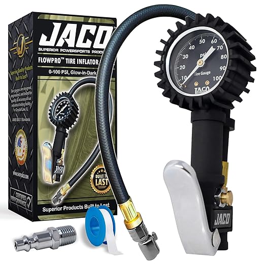 JACO FlowPro Tire Inflator with Pressure Gauge - 100 PSI