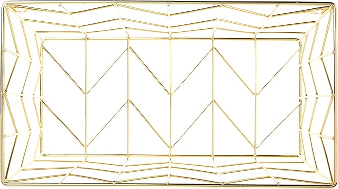 U Brands Desktop Hanging File Organizer, Gold Wire Metal Letter Size File Holder, Steel Wire Document & Folder Organizer for 