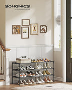 SONGMICS Shoe Rack, 3-Tier Shoe Storage Organizer, Space-Saving, 11.7 x 36.1 x 21 Inches, Entryway, Metal Frame, Non-Woven Fa