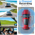 4 Channel Dash Cam 360 View Front Rear Left Right Car Camera,GPS and 5GHz Band WiFi,APP Control,G-Sensor,24H Parking Mode,8PC