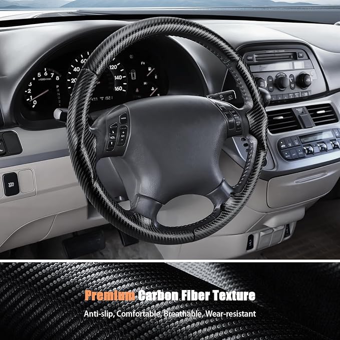 Aimato Customized Steering Wheel Cover for Honda Accord 2003-2007/Odyssey 2005-2010,Thin,Anti-Slip,Scratch-Resistant Exclusive Car Accessory for Honda,Matte Black