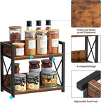 Giikin Countertop Shelf Organizer, 2 Tier Kitchen Spice Rack for Countertop, Wood Coffee Counter Shelf Organizer for Home (Br