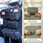 Universal Tactical Car Seat Back Organizer Bag Tactical Molle Vehicle Organizers Panel Vehicle Protector Organizers with 5 Detachable Pouches for Car (Upgraded D Black)