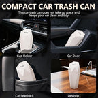 Car Trash Can with Lid - 2-Pack, Interior Accessories for Vehicles, Leakproof Garbage Can with 30 Detachable Trash Bags, Multipurpose Organizers and Storage Solutions for Home and Office (Beige)