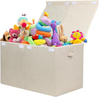 popoly 122L Large Toy Box Chest with Lid, Foldable Toy Storage Organizer Bin Boxes with Removable Divider for Kids, Boys, Gir