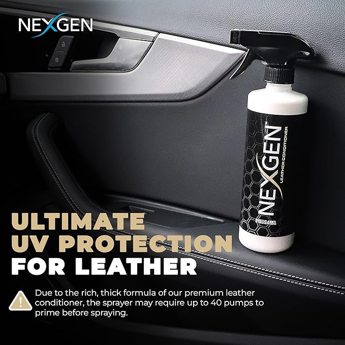 Nexgen Car Leather Cleaner and Conditioner Set - Quick Spray Car Seat Conditioner and Leather Restorer - Gentle Liquid Formul