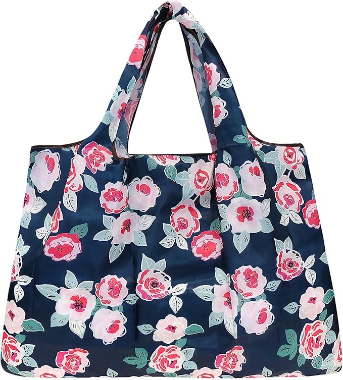 allydrew Large Foldable Tote Nylon Reusable Grocery Bags, 6 Pack