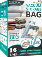 Cozy Essential Vacuum Storage Bags, 80% Compression Vacuum Seal Space Saver Plastic Packaging Bags for Clothes, Blankets, Pil