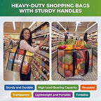 Paterr 8 Pack Reusable Grocery Bags, Heavy Duty Shopping Bags with Reinforced Bottom & Handles, Water Resistant Foldable Clear Storage for Groceries Market Car Trunk Multi-purpose, 14.6 x 10 x 10 in