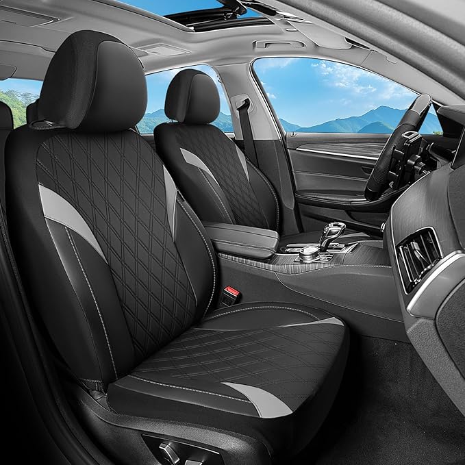 FLORICH Car Seat Covers Front Seat, Leather Seat Covers for Cars, Car Seat Protector Waterproof, Universal Automotive Seat Co
