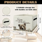 Rustic Bear Storage Bins & Boxes with Handles, Farmhouse Bear Foldable Basket for Organizing, Live Like Someone Left the Gate