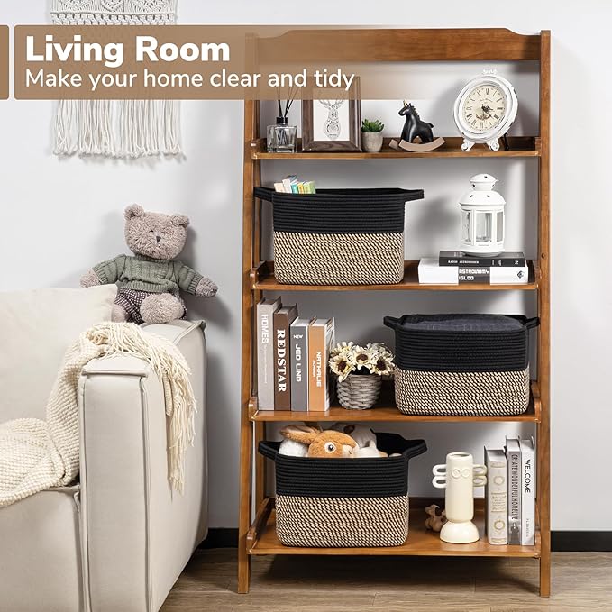 Goodpick Cube Storage Bins - Towel, Book, Cloth, Shoes, Closet Shelf Woven Baskets for Office, Baby Laundry, Toys, 13''x10''x