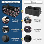 Femuar Car Trunk Organizer,Car Storage Organizer with 72L Large Capacity Waterproof Collapsible and 11 Pockets,Trunk Organizer