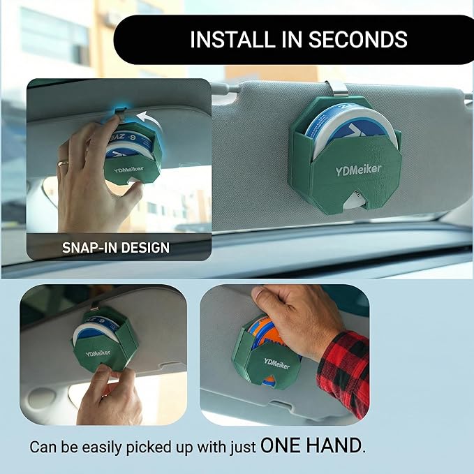 Zyn Holder for Car Visor & Belt Clip, Tactical Pouch Can Holster Fits to Most Pouches, Secure Metal Clip Sun Visor Organizer & EDC Carrier, Tins Holster, Metal Green