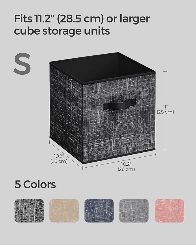 SONGMICS Storage Cubes, 10.2 x 10.2 x 11 Inches Non-Woven Fabric Bins with Double Handles, Set of 8, Closet Organizers for Sh