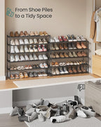 SONGMICS Shoe Rack, 10-Tier Shoe Organizer, Metal Storage Shelf, Upright or Upside Down, for 44-55 Pairs, for Entryway, 11.8 