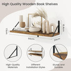 Floating Shelves, Wall Book Shelf with Brackets, 24 inch Wall Shelves Set of 3, Particle Board Wooden Shelf for Kitchen, Bath
