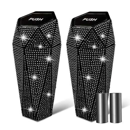 NBTEPEM 2 PCS Bling Car Trash Can with Lid, Bling Car Accessories Trash Bin, Leakproof Auto Garbage Can with 60 Trash Bags, Multipurpose Organizers and Storage for Home, Office (Black Diamond)